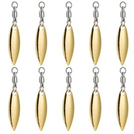 Alwonder 10 PCS Willowleaf Spinner Blades Colorado Blades with Ball Bearing Swivels Corrosion Resistant Spinnerbait Lure Making Supplies Bass Lures #3.5