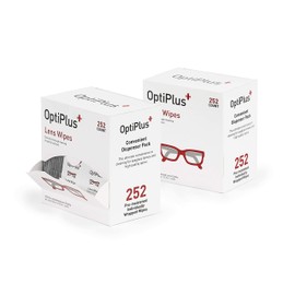 OptiPlus Eyeglass Lens Wipes l Pre-Moistened l Cleaning Wipes for Glasses, Computer & Laptops Screens, Smart Phones, Optical Lens, Goggles, and Watch Screen l Quick-Dry & Scratch-Free | 252 Count
