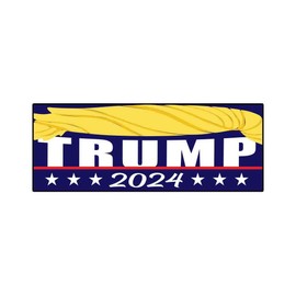 Trump Hair 24 Bumper Sticker Decal (3.37" x 9") | Peel & Stick | Political, Stickers, Politics, Republican, Trump, MAGA, Vote