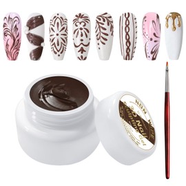 U-Shinein 3D Nail Sculpting Gel,Non Wipe Painting Nail Polish Gel with Nail Painting Pen for Art Carving Modeling,Rub Chrome Nail Powder,and Nail Painting UV/Led Manicure DIY, #Brown