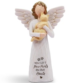 BORLESTA Pet Cat Remembrance Gifts, Cat Memorial Gifts, Loss of Cat Sympathy Gifts for Cat Mom, Passed Away Cat Gifts, Hand-Painted Figurines Angel Cat (Yellow)