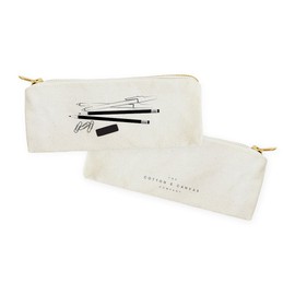 The Cotton & Canvas Co. Pen and Pencil Graphic Small Cosmetic Case and Travel Pouch for Office and On The Go