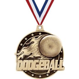 Crown Awards Gold Dodgeball Medals - 2" 3D Dodgeball Award Medals with Neck Ribbon Prime