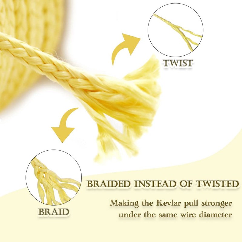 9KM DWLIFE Kevlar Cord 0.8~3.5mm Braided Kevlar Line 100ft~200ft Kevlar