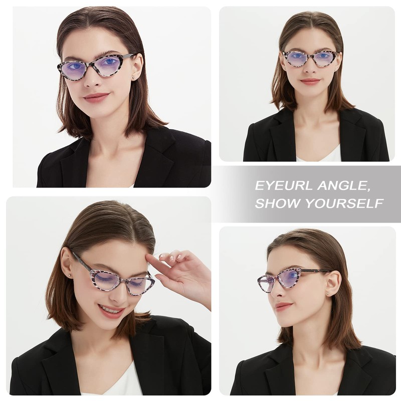 EYEURL Reading Glasses for Women 5 Pack Fashion Cat Eye