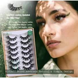 False Eyelashes 18mm Cat Eye Fluffy Strip Lashes 7 Pairs Pack Flat Silk Fake Mink Lashes Strips Pestañas Postizas Naturales Soft Eye Lashes Wispy Lash Strips 3D Eco Friendly Eyelash By Hiklasy