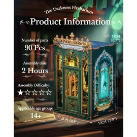 CUTEBEE Book Nook Kit - DIY Miniature House Dollhouse Booknook 3D Wooden Puzzle Library with Dust Protection and LED Light, Unique Bookshelf Decor & Gift for Adults (The Darkness Herbarium)