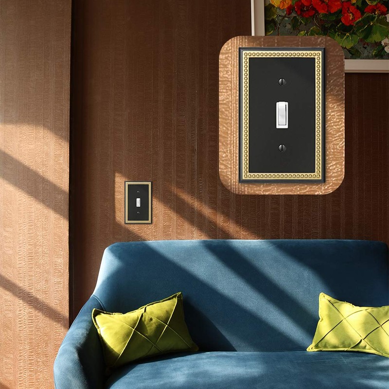 Pearled Frame Decorative Wall Plate Switch Plate Outlet Cover (Single