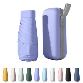 Mini Travel Umbrella, Travel Umbrella, 6 Ribs Mini Umbrella, Small UV Umbrella, UV Foldable with Capsule Box, Travel Waterproof and Windproof for Men and Women, Bright and elegant purple