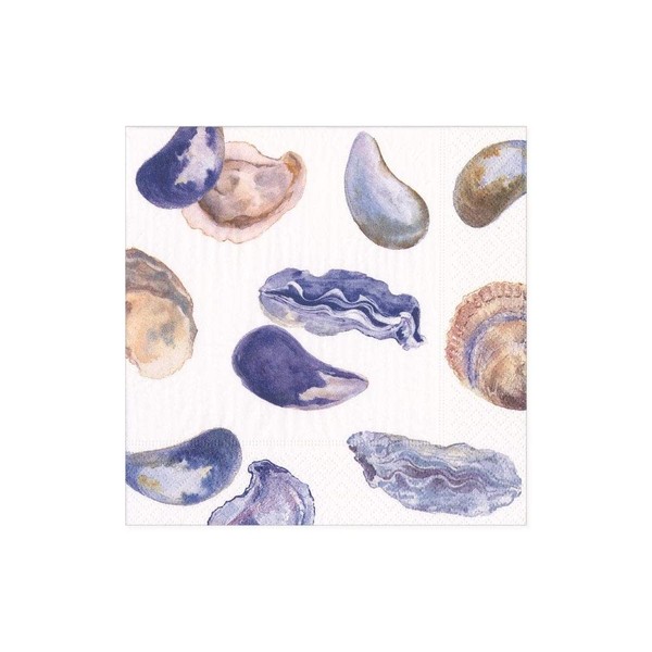 Caspari Oysters and Mussels Paper Cocktail Napkins, 20 Per Package