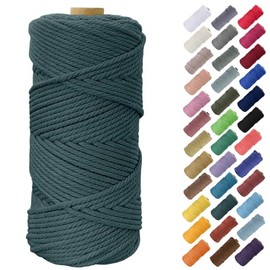Binwat 5mm x100m Macrame Cord Thick Natural Cotton Cord DIY Crafts Yarn Thread Twisted Spool Twine String Cotton Rope for Wall Hanging,Plant Hangers,Knitting,Decorative Projects(Dark green)