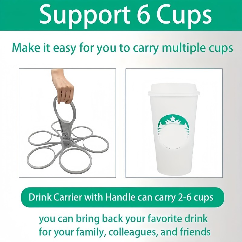 Super Carry 6-Cup Beverage Carrier,Drinks Tray Holiday,Foldable 6-Cup Coffee Carriers,Portable