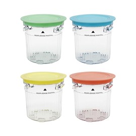 Replacement Ice Cream Pint Containers with Lids, Compatible with Ninja Creami Breeze NC100/NC200 Series Ice Cream Makers: NC101 NC201 NC201Q NC205A CN201CO CN205A. (Green/Blue/Yellow/Pink)