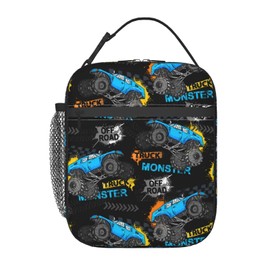 HKHEHOP Cool Monster Car Truck Lunch Bag Insulated Reusable Lunch Box Lunch Tote Lunchbox Portable Bento Bags For Men Women Office Work Travel Picnic Camping