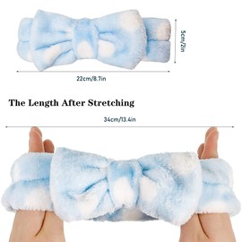 scicent Skin Care Headband Makeup Headbands Spa Bowknot Hair Bands for Women Yoga Sports Coral Fleece Hair Band Soft Skincare Hairband for Shower Washing Face - 02423