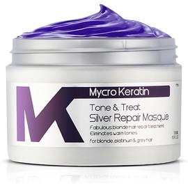 Mycro-Keratin Purple Hair Mask for brassy hair, Purple Mask Hair Toner for Blonde, Silver, Removes Yellow Tones, Treats Dry Damaged Hair (8.45 fl.oz)