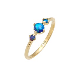 Elli Women's Ring Geo Vintage Trend with Synthetic Opal in 925 Sterling Silver, Opal