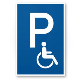 Komma Security Parking Disabled Sign 20 x 30 cm Sign Disabled Parking Sign Reserved - Wheelchair User Parking Space Free
