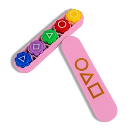 frulusian Gonggi Game,Gonggi Weighted Korean Game,5 Premium Marbles + Box, Traditional Toss & Catch Dexterity Training, Suitable for Family Gatherings and Social use(Pink)