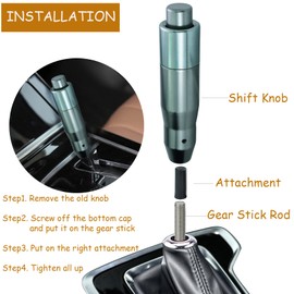 Temzzer Gear Shift Knob Long Button Car Shift Handle Aluminum Shift Lever Head Replacement for Most Automatic Vehicles (Grey)