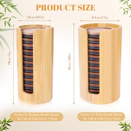 AFOROEOA 2 Pack Bamboo Mason Jar Lid Organizer - Vertical Canning Lid Storage Holder for Wide Mouth & Regular Mouth Lids - Fits 20-24 Mason/Canning/Bamboo Lids - Kitchen Organization Accessories
