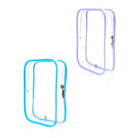 2 Pack TSA Approved Toiletry Bag, Airplane Travel Essentials for Long Flight Flying European International Must Haves Small Quart Size Makeup Zipper Pouch for Women Men Toiletries Liquids Purple Blue