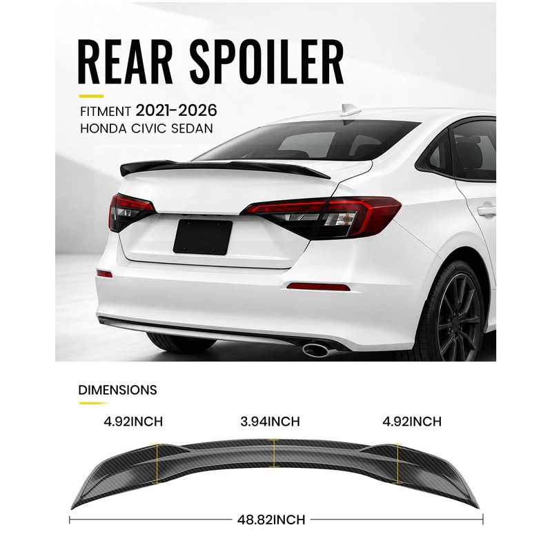 Honda Civic Spoiler for 2022-2026 11th Gen Sedan(Glossy Carbon Fiber)