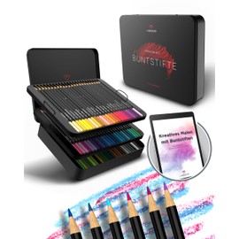 LIEBERGE Premium Colouring Pencils Set in Metal Box - 72 Colours - Highly Pigmented Coloured Pencils - Shatterproof, Soft Colour Release | Colouring Pens for Adults, Children and Artists (Metal Box)