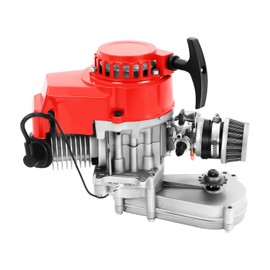 Fronimo 2 Stroke Engine 49cc Mini Dirt Bike Engine, Single Cylinder Air Filter Scooter 49cc Motor for Mini Dirt Bike, ATV, Scooter, 49CC 2 Stroke Pocket Bike Red + Silver