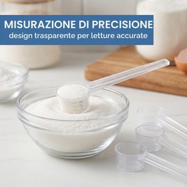 QEXUJOW Cucchiai dosatori,3 cucchiai dosatori graduati, misurino trasparente, capacità 5 grammi, con graduazioni.