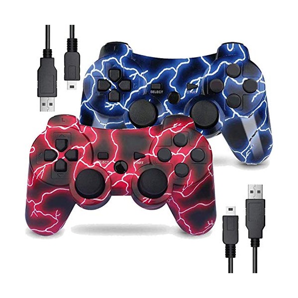 PS3 Controller 2 Pack Wireless Motion Sense Dual Vibration Upgraded