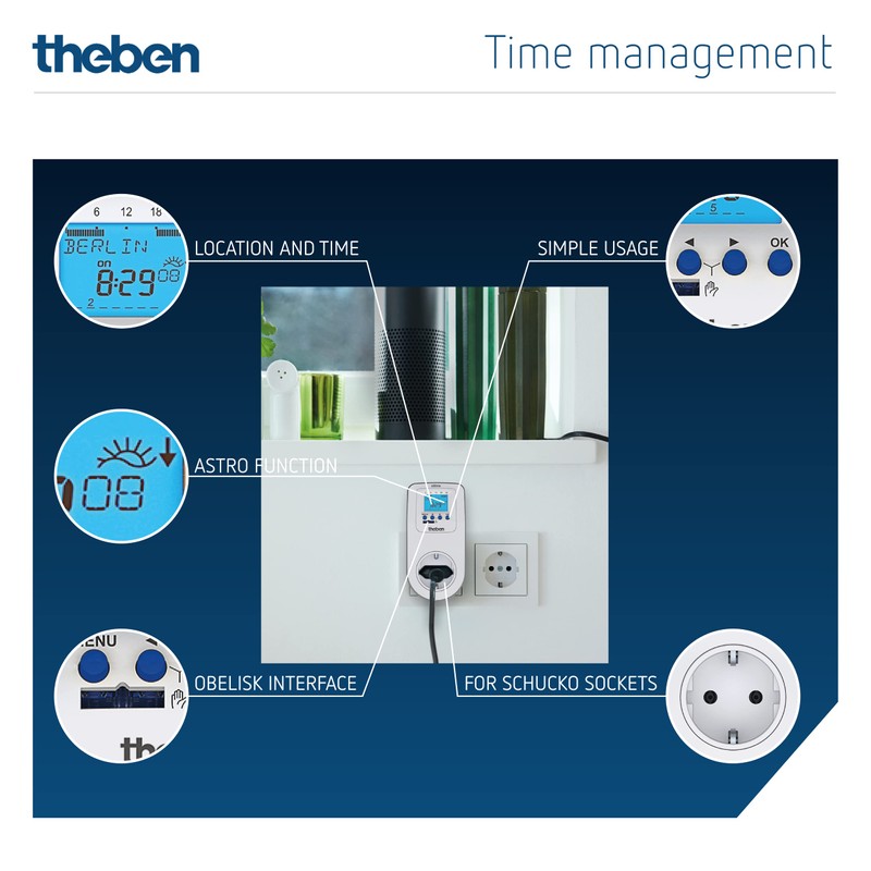 Theben 0200170 Eltimo 020 Astro top3 Digital Socket Switch with