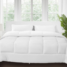 VEVOR Comforter Duvet Insert, 102 x 90 in, King Size Down Alternative Comforter, Quilted All Season Duvet with 4 Tabs, Soft & Machine Washable, Box Stitched Bedding for Home Hotel, Women/Men, White