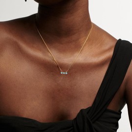 Birthstone Necklace for Women Birthstone Necklace for Mom Mothers Day Gift Dainty 18K Gold Plated Diamond CZ Pendant Necklace Grandma Necklace Birthstone Necklace for Mom Birthstone Gifts Best Gift for Her (3:MARCH Aquamarine)