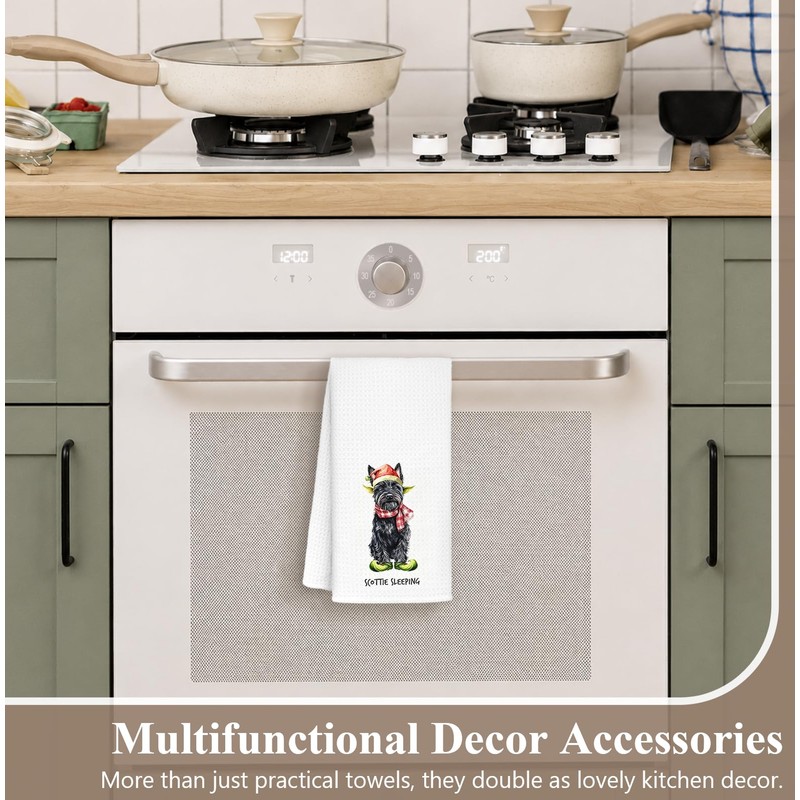Christmas Scottish Terrier Kitchen Towels Decorative 16x24