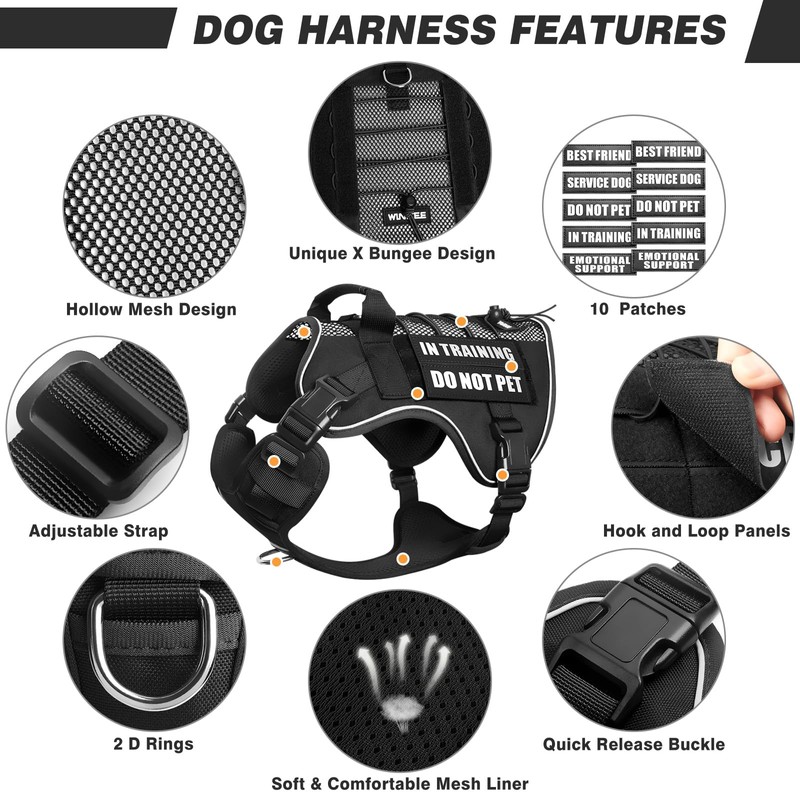 WINSEE Service Dog in Training Mesh Harness with 10 Pet