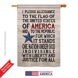Breeze Decor H111085 Pledge of Allegiance Americana Patriotic Decorative Vertical House Flag, 28" x 40", Multicolor