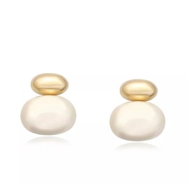 SCJEWELRY Pearl Earrings 14k Gold Tone Luxury Jewelry