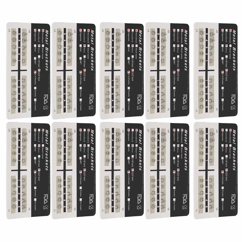 Teeth Edgewise Brackets 0.022in Slot 345 Hooks Rustproof Mini Metal