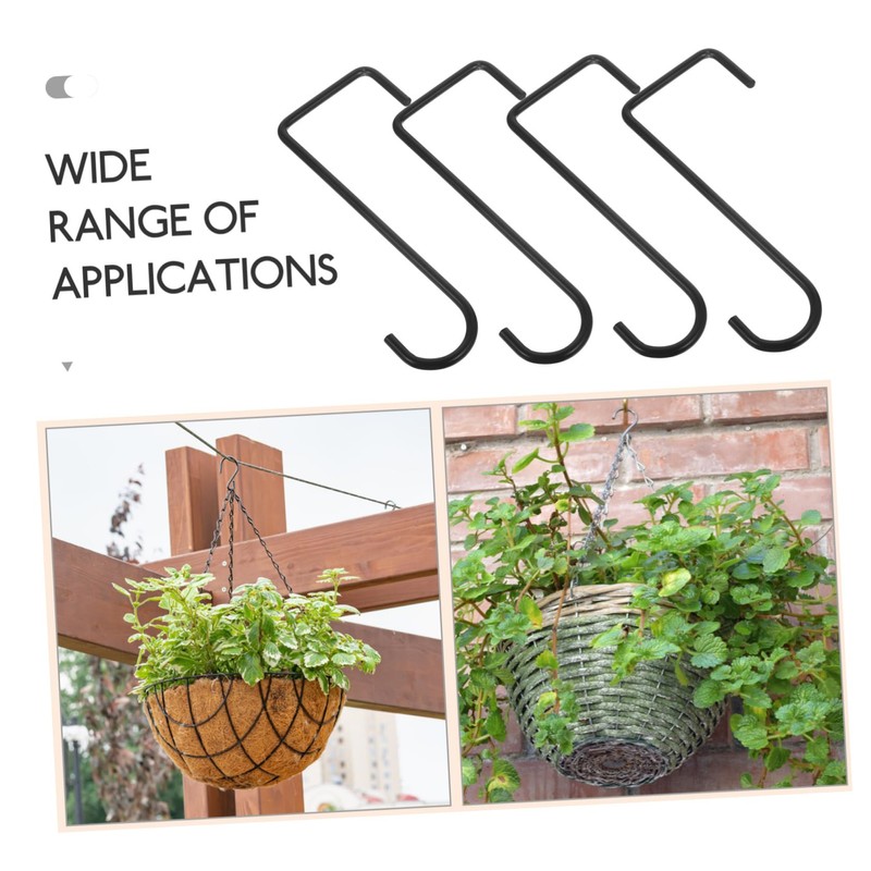 WHAMVOX 4-Pack Iron Flower Basket Hanger for Outdoor Wall Balcony