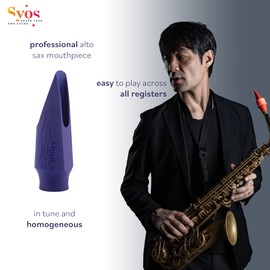 Syos Alto Saxophone Mouthpiece, Smoky Model, 5 Tip Opening, Phantom Blue, Improve the Sound of your Alto Sax with this Easy-To-Play, Dark and Warm Alto Mouthpiece