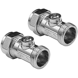hep® 15mm x 1/2" Male Flat Faced Matt Chrome Service Isolationg Valve Suitable for Flexi Hose Pipes to Toilet, Basin, Kitchen Pack of 2