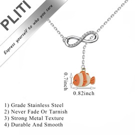 PLITI Fish Movie Inspired Gift Clownfish Lover Gift Clownfish Necklace For Fans (Clownfish Y nec)