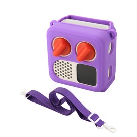 Silicone Case Cover for Yoto Mini (2024 Edition), TXEsign Travel Carrying Case with Adjustable Shoulder Strap Protective Cover for Yoto Mini Player(Purple)