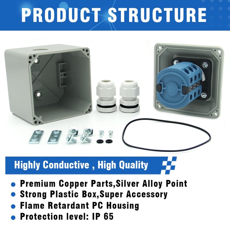 KEYMOO 5-Way 2NO 2NC Rotary Changeover Switch with Exterior Box,
