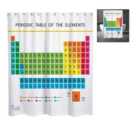 Linian Waterproof Polyester Shower Curtain, Anti-Mould and Washable Bath Curtains with 12 Shower Curtain Rings, 180 x 180 cm