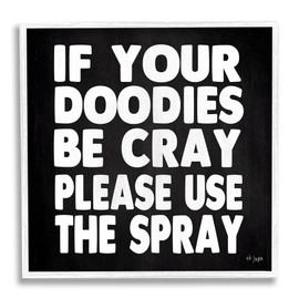 Stupell Industries Doodies Be Cray Use The Spray Bathroom Phrase, Designed by Jaxn BLVD. White Framed Wall Art, 17 x 17