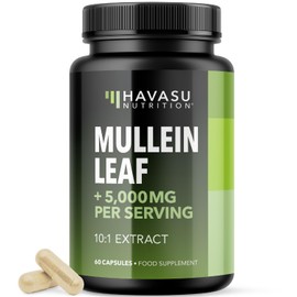 Mullein Leaf Capsules for Respiratory Health - 5000mg Extract 10:1 for Lung Support and Immune Function - 60 Count - Vegan, Non-GMO Capsules - Herbal Supplement for Daily Wellness - 2 Month Supply