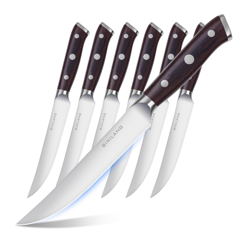 SIXILANG Steak Knives Set of 6 Piece - Sharp Stainless