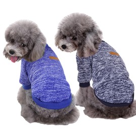 CHBORLESS Pet Dog & Cat Sweater - Warm Pajamas, Soft Puppy Clothes for Small Dogs, Winter Doggie Sweatshirt (XXS, Dark Blue+Navy Blue)